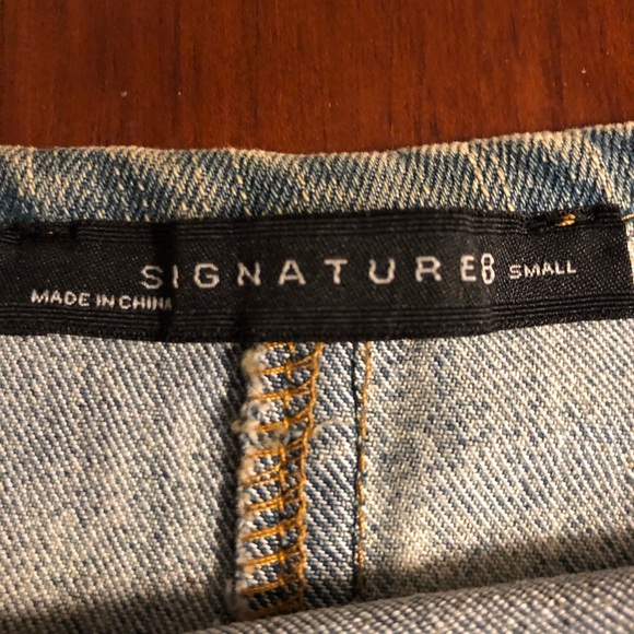 Fringed 2-tone denim embroidered mini skirt - S - Picture 6 of 8